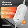 A close-up of a white electric blanket controller with marketing text and icons. Náhled obrázku produktu