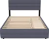 A bed frame with a headboard and wooden slats. Produktbild-Vorschau