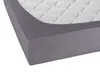 A close-up view of a fitted sheet on a mattress. Produktbild-Vorschau