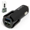 A black car charger with two USB ports, shown in packaging and on its own. Náhľad obrázku produktu