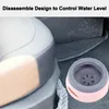 A pink and gray pet water bowl is placed on the floor of a car, next to a car seat. Podgląd zdjęcia produktu
