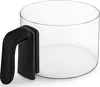 A clear studio shot of a glass carafe with a black handle. Produktbild-Vorschau
