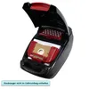 The inside of a vacuum cleaner with a dust bag and filter visible. Produktbild-Vorschau