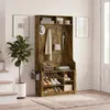 BEALIFE Flur-Garderobe FS29 mit 4 Haken, Bank & Schuhregal Produktbild-Vorschau 1
