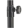 A close-up of a black metal stand's adjustable height mechanism. Produktbild-Vorschau