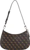 A brown GUESS shoulder bag with a repeating logo pattern and gold-toned hardware. Náhľad obrázku produktu