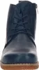 A close-up, front view of a blue leather bootie. Anteprima dell’immagine prodotto