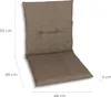 A brown chair cushion with dimensions indicated by text overlays. Produktbild-Vorschau