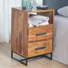 Nachttisch Sheesham Massivholz / Metall 40x35x66 cm Produktbild-Vorschau 2