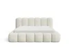 A beige upholstered bed with a mattress, shown against a white background. Voir les images du produit
