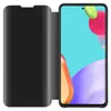 A black flip case for a smartphone is shown open, revealing the smartphone screen with a colorful abstract wallpaper. Náhled obrázku produktu