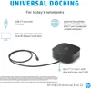 A marketing image for an HP USB-C docking station, showing the product and its features. Produktbild-Vorschau