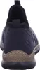 The back view of a blue sneaker with a textured sole and a black elasticated ankle opening. Voir les images du produit