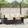 vidaXL Gartensofa 3-Sitzer mit Kissen & Tisch Schwarz Poly Produktbild-Vorschau 2