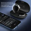 A smartphone is shown next to a pair of wireless earbuds in their charging case, with text describing the earbuds' features. Náhled obrázku produktu