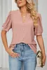 ASKSA Damen T-Shirt Puffärmel Aushöhlen Bluse V-Ausschnitt Produktbild-Vorschau 5