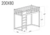 Łóżko na antresoli wysokość 150cm - FILIP 200x80cm Podgląd zdjęcia produktu 2