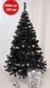 A black artificial Christmas tree with a stand and a container of silver ornaments. Produktbild-Vorschau