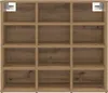 A front view of an empty wooden shelving unit. Náhled obrázku produktu