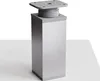 A single, modern, adjustable furniture leg is shown against a white and light gray background. Produktbild-Vorschau