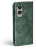 A close-up side view of a green flip-style phone case. Produktbild-Vorschau