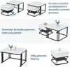 A collage of images showing a two-piece coffee table set in different configurations and uses. Voir les images du produit