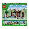 The back of a LEGO Minecraft Die Wolfsfestung set box, showing the assembled toy and smaller scenes highlighting play features. Produktbild-Vorschau