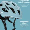 A close-up of a light blue bicycle helmet with text overlays describing its features. Anteprima dell’immagine prodotto
