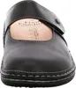 A close-up, top-down view of a black Finn Comfort clog. Podgląd zdjęcia produktu