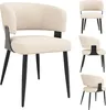 A set of four beige upholstered dining chairs with black metal legs, presented in a collage format with one chair prominently displayed and three smaller views. Náhľad obrázku produktu