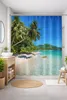 Duschvorhang Textil BxH 180x200cm Strand Palme Meer Produktbild-Vorschau 3