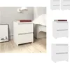 A white nightstand with two drawers sits next to a bed, with a book on top. A framed picture is on the wall to the left. Produktbild-Vorschau