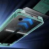 A close-up, angled view of a phone case with a screen protector being installed. Voir les images du produit