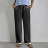 ASKSA Damen Leinenhose Casual Leicht Leinen Hose Gerades Produktbild-Vorschau 2