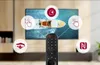 A remote control is shown in front of a television, with icons representing different features surrounding it. Náhľad obrázku produktu
