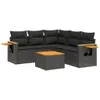 Design 6-tlg. Garten-Sofagarnitur mit Kissen Schwarz Poly Produktbild-Vorschau 2