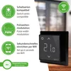 A black DEVIreg Smart Thermostat is shown on a wooden surface, with marketing icons and text on the left side. Anteprima dell’immagine prodotto