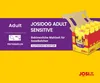 A marketing image for JosiDog Adult Sensitive dog food, showing packaging and product information. Produktbild-Vorschau