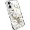 A clear phone case with a daisy design and a MagSafe ring. Podgląd zdjęcia produktu