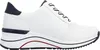 A side view of a white sneaker with navy and red accents. Produktbild-Vorschau