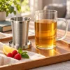 Glazen theepot met filter en deksel, 400 ml, gemaakt van Productafbeelding-voorbeeld 4