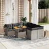 9-tlg. Garten-Sofagarnitur mit Kissen Grau Poly Rattan Produktbild-Vorschau 2