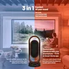 A split image showing a dog in a cool environment on the left and a person in a warm environment on the right, with a heater in the center. Anteprima dell’immagine prodotto