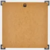 The back of a white picture frame with a brown backing board. There are black corner protectors on the frame. Produktbild-Vorschau