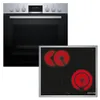 A studio shot of a Bosch oven and a separate electric hob. Produktbild-Vorschau