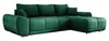 A green sectional sofa with a chaise lounge, shown from a side-angle on a white background.