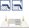 Diagrams showing sink installation and a sink being placed into a countertop. Produktbild-Vorschau