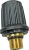 A close-up studio shot of a black and gold valve cap. Náhľad obrázku produktu