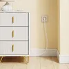 SoBuy Nachttisch FBT115-L-E-W weiß mit goldfarbenen Griffen und Kabelstecker an Wandsockel Produktbild-Vorschau