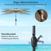 A split image showing a patio umbrella and its features. Podgląd zdjęcia produktu